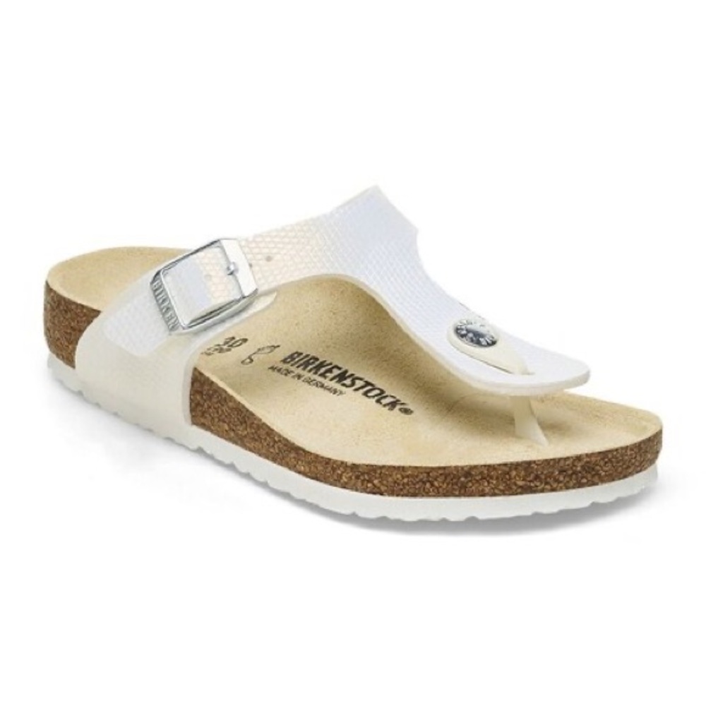Birkenstock Gizeh Kids Shiny Lizard White size 3 - 3.5